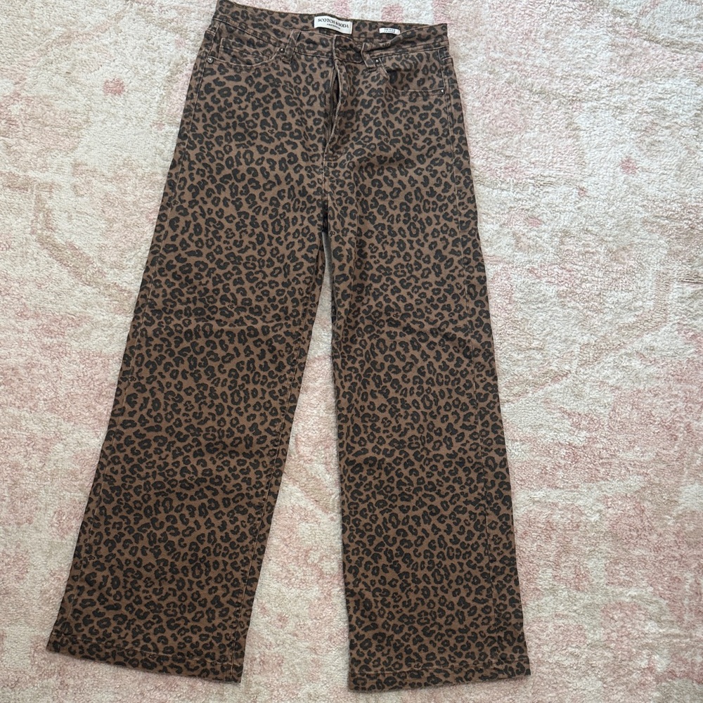 Scotch & Soda Brown and Black Leopard Print Trousers